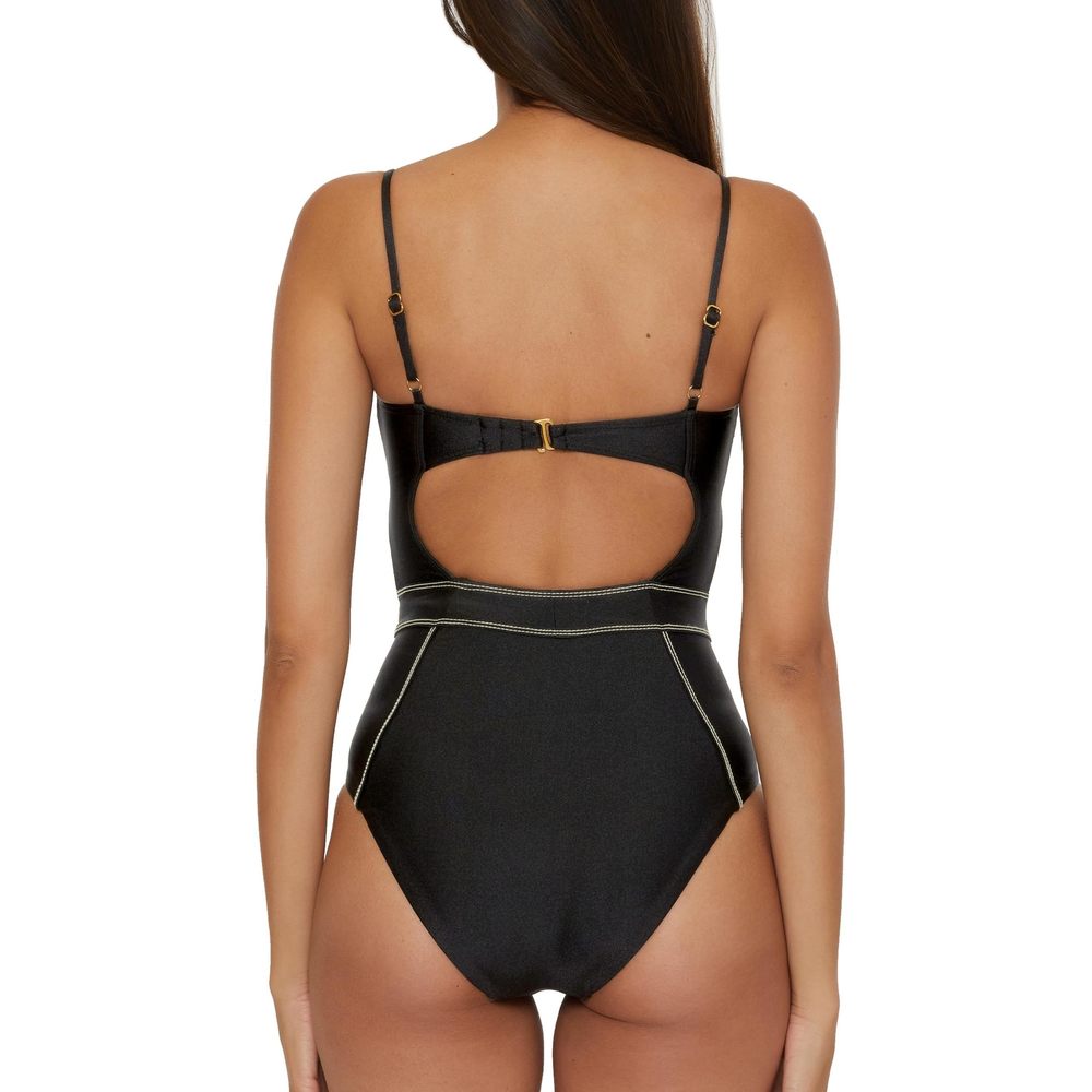 BECCA One Piece Swimsuit Sexy Satin Bathing Swimsuit Suits Black M - Picture 3 of 6